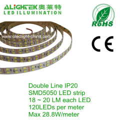 Super bright 28.8W double row 24V 120 SMD5050 LED strip light ribbon