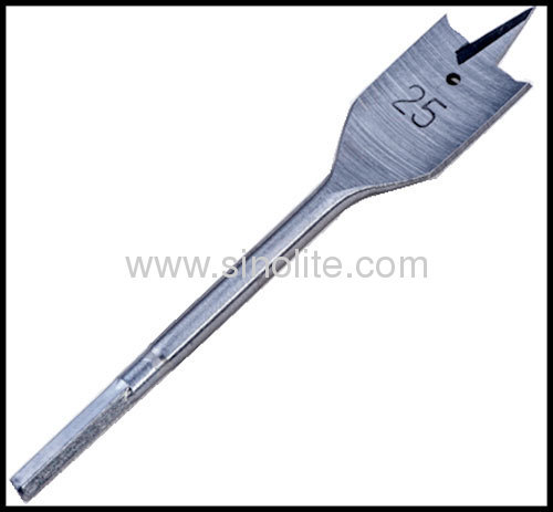 Wood flat spade bit type B Sizes: 6-40mm (1/4"--1-9/16") Length: 152mm--400mm (6"--16"), hex shank or quick shank