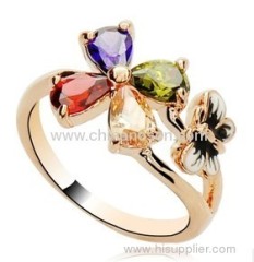 Butterfly Enamel CZ diamond ring for wedding and gift