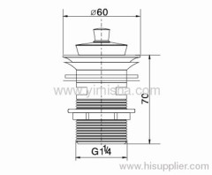Brass Chrome Plated Waste Drain with Lifting Nut and Rubber Ring