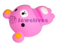 Pink bear shape Silicone cell phone holder smart phone stand