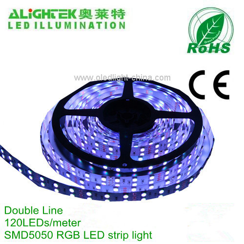 Digital RGB SMD 5050 double line 120pcs LED light strip ribbon 15mm PCB