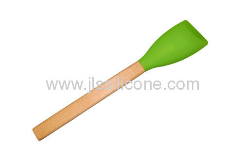 long wood handle silicone rubber kitchenware spatual