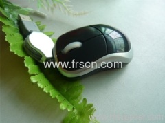 Super thin wired mouse retractable smallest size travel mouse