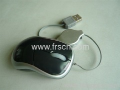 Super thin wired mouse retractable smallest size travel mouse