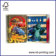 Disney sipral notepad/notebook/stenopad set with pen college ruled