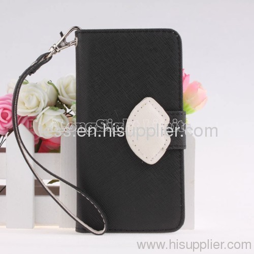 brand new leather case for iphone4s/5g with Wallet desgin -black color