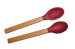 Food contact silicone scoop with wood handle