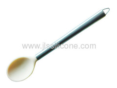 Strong kitchen tools stainless steel handled silicon spoon