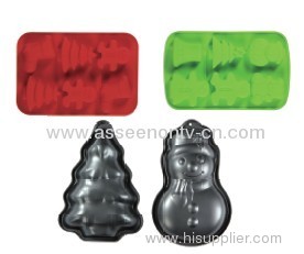 Christmas Silicone and Carbon stee bakeware set