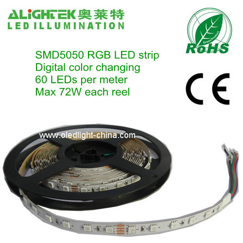 Flowing water 72W 300pcs SMD 5050 RGB LED stripe light tape with 4 PINS RGB waterproof connector