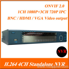 H.264 1CH 1080P+3CH 720P IPC 1.5U Case Digital Network Video Recorder