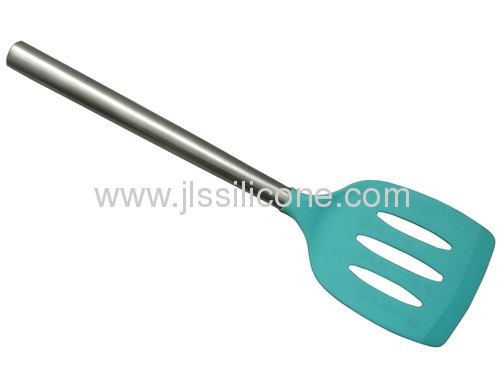 square and slotted silicone spatula head with stainless steel handle