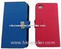 Leather Waterproof Wallet Cell Phone Case Universal , Blue / Red