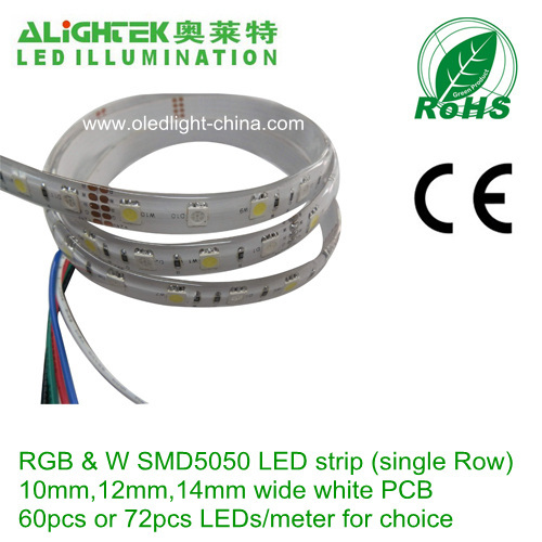 One row RGBW 72pcs SMD 5050 LED light tape with 10mm 12mm 14mm PCB
