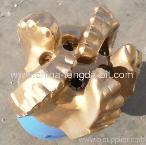 PDC rock bit with 5 blades and 5 nozzles