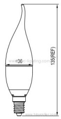 Retrofit Candelabra led bulb with Epistar 3014LED chips over 75Ra (4W,5W,6W)