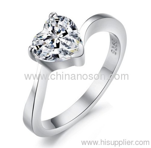 Wedding diamond ring with CZ heart