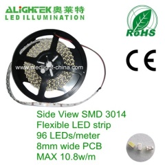 Side view SMD3014 LED strip light tape 96LEDs/meter 12vDC 8mm PCB