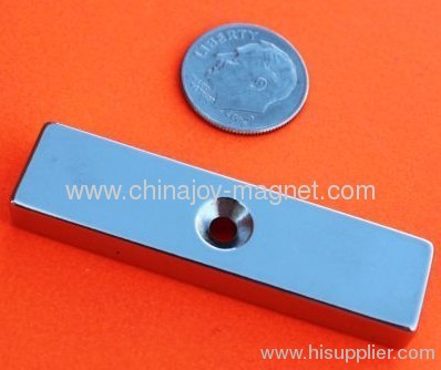 Neodymium Magnets 2 in x 1/2 in x 1/4 in w/Dual Side Countersunk Hole