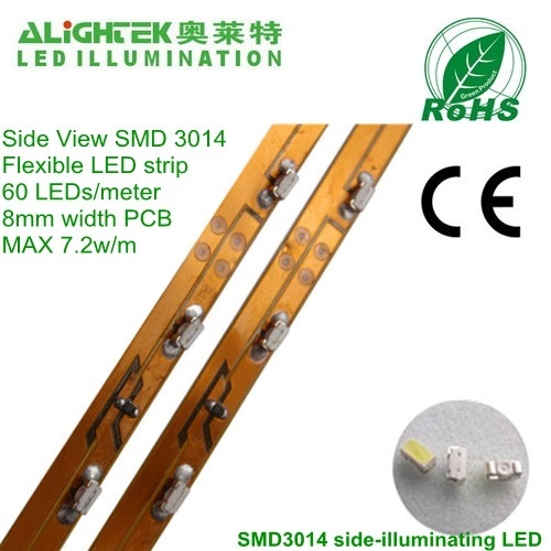 Side emitting Flex SMD 3014 LED ribbon light 60LEDs/meter