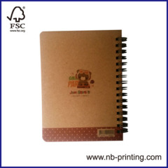 brown paperboard hardcover round angle spiral notepad/notebook/diary college ruled