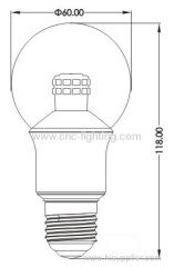 Dimming G60 LED Retrofit Bulb with 3014 Epistar LEDs over 75Ra(6W)