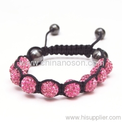 Shamballa Jewellery Bracelet with Pink Crystal