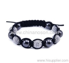 Latest White Black Shamballa bracelets with 5 Clay Crystal Beads 10 MM