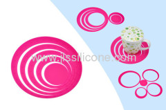 Round heat insulation silicone cup mat in various colors