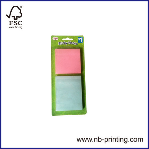 2 subject self-sticky notes/memo/scratchpad with plastic package 2 in 1