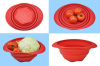 kitchen tools silicone folded bowl with holes on bottom for wash