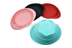 kitchen tools silicone folded bowl with holes on bottom for wash
