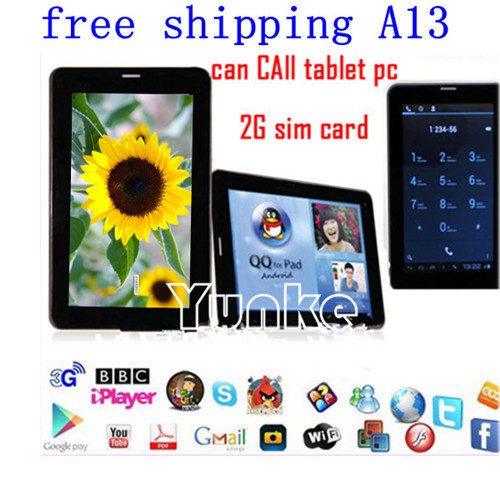7" Allwinner A13 2G Call tablet GSM Bluetooth Dual Camera single core Android 4.0