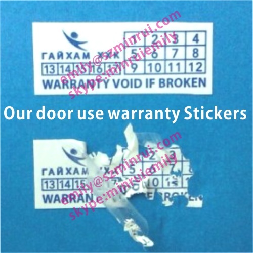 Outdoor Use Warranty Stickers With Date and Logo