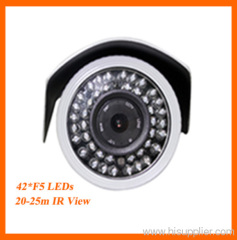 H.264 1.3MP 1/3'' low illumination CMOS 42*F5 LEDs 20-25m IR view Weatherproof IP Surveillance Camera