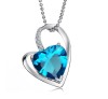 Sapphire CZ Heart Pendant Necklace