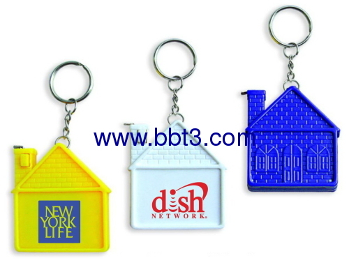 Promotional house shape tape measure with keychain