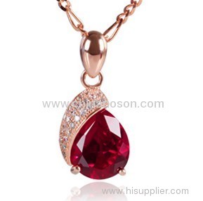 18K gold plating CZ stone ruby pendant necklace