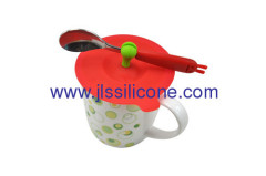 Quality kitchen tool silicone cup lid with spoon holder