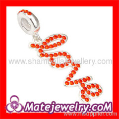 2013 gift for girlfriend,mixed silver love european crystal Dangle beads charms