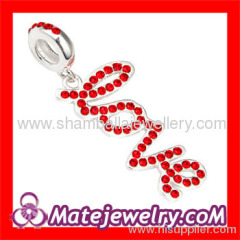 2013 gift for girlfriend,mixed silver love european crystal Dangle beads charms