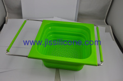 new kitchenware collapsible silicone basket with stainless steel handle