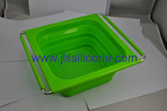 new kitchenware collapsible silicone basket with stainless steel handle