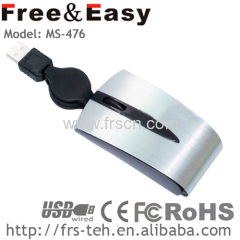 MS-476 retractable cable wired optical usb mouse in good price