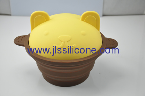 Food contact silicone bowl pot with lid