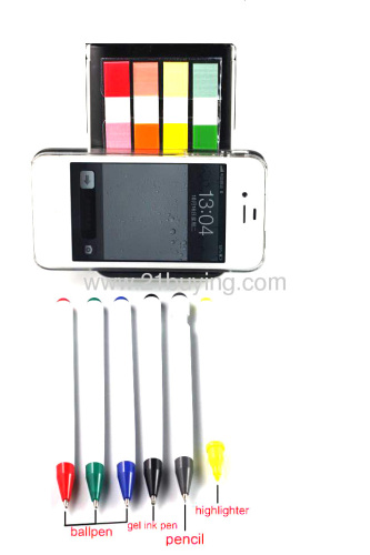 Iphone shaped stationery sets 5 in 1 highlighter pens with Iphone stand