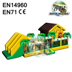 Inflatable Jungle House Obstacle Course For Sale