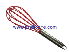 Qualified 10 inch silicone egg whisk with stainless steel handle