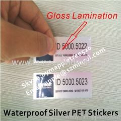 Silver/Gold Vinyl Labels With Sequence Number,Custom Silver Polyester Sticker Printing,Adhesive PET Stickers Rolls